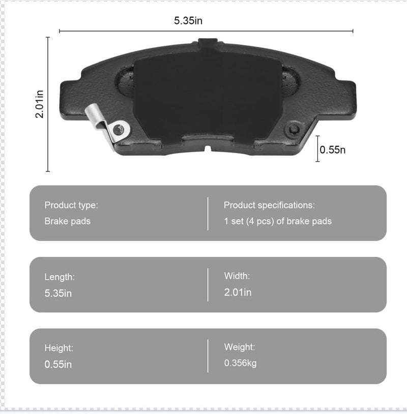 SUPLABEL Front Brake Pads HZ1394 for 09-20 Honda Fit, 11-15 CR-Z, Ceramic Brake Pads w/Hardware 2009 2010 2011 2012-2015 2016 2017 2018 2019 2020 Replacement - Image 2